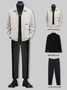 ผู้ชาย ทันสมัย เสื้อแจ็คเก็ต ฤดูใบไม้ผลิ ฤดูใบไม้ร่วง 2024 ใหม่ เท่ หล่อ ดีไซน์ โพลีเอสเตอร์ ไฟเบอร์ ความยาวปกติ หลวม สไตล์พอดีตัว