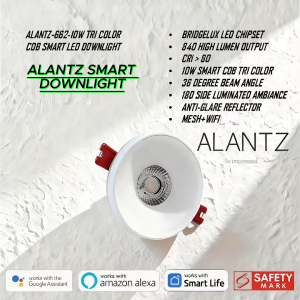 ALANTZ AL662-10W SMART COB TRI COLOR LED DOWNLIGHT BRIDGELUX LED CHIPSET Works with Smart-life App Google N Alexa