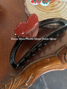 Retro Heart Shaped Color Block Crescent Hollow out Hair Clip Sweet Girl Elegant Shark Clamp Back Hair Accessory Thick Hair