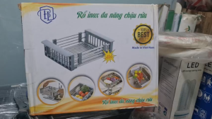 Kệ giá rổ gác bồn rửa chén bát đĩa inox 304 loại dày rổ gác chậu rửa bát bát đa năng cực tiện lợi