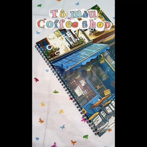Sổ Tô Màu Coffee Shop Coloring Book Quán Cà Phê Vintage Khổ A4 24 Tờ Gáy Lò Xo LIM DIY