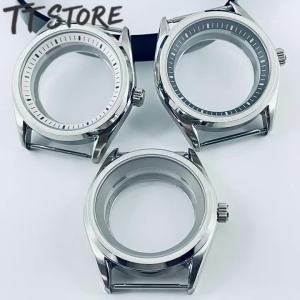 Silver 40mm Black Chapter Ring Watch Case with Sapphire Crystal Stainless Steel Fits NH34 NH35 NH36 NH38 NH70 NH72 Movements