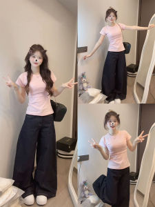 Áo Thun Nữ Tay Ngắn Ôm Vừa Vặn Cổ Tròn Mùa Xuân 2025 Áo Thun Cotton Co Giãn Thiết Kế Mới Cho Phụ Nữ