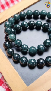 Premium Grade Spicy Green Snowy Blue Water Jadeite A-Grade Bracelet