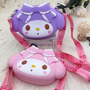Sanrio Bag Kawaii Hello Kitty Crossbody Bag Cartoon Kuromi Melody Silicone Waterproof Large Capacity Cute Crossbody Bag for Kids