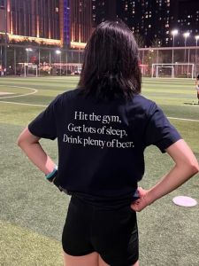 Retro American Cotton Short Sleeve T-Shirt Gym Beer Sleep Drink Iron Workout Loose Fit Breathable Summer Fashion round Neck