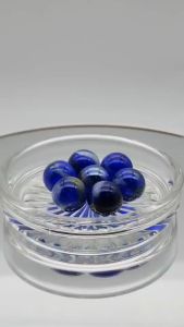 ลูกแก้วแผง 16มิล ฟ้าลาย (ลูกแก้วใสสีฟ้ามีลายคาด) บรรจุ 12ถุง/แผง