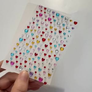 3D Nhiều Màu Sắc Tình Yêu-Trái Tim Mặt Đá Quý Hình Xăm Bling Tự Dính Miếng Dán Cho Tiệc Lễ Hội Mắt Trang Điểm Cơ Thể Trang Trí 1