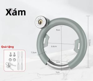 Khóa Xe Đạp Chống Trộm Khóa Tròn Trên Cáp Thép Xe Đạp Xe Điện Khóa Pin Ngoài Trời Phụ Kiện Đen Xám