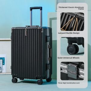 Durable Aluminum Frame Luggage Suitcase with Four-Way Wheels for Travel 20-28 Inch Pullman Carryon Bag for Men And Women