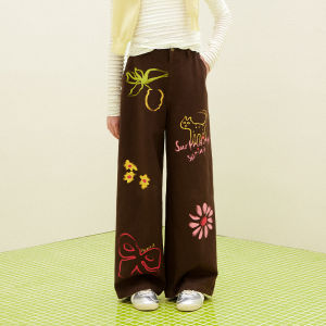 LOVESASAKIDS | Graffiti Printed Cotton Spring Garden Loose Wide Leg Pants