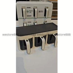 Wadah Penyimpanan Tempat Bumbu Dapur Tempel Dinding Isi 3 Toples Ukuran 300ml Polla WEO IF7561