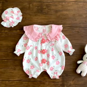 Set Body Tay Dài Hoa Đính Hoa Len Kèm Nón Cho Bé Gái Sơ Sinh 1 2 Tuổi Từ 3-11kg Dành Cho Bé Gái