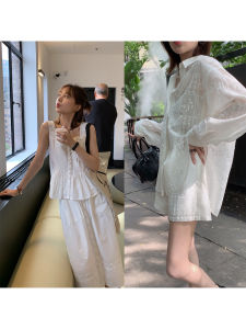 Beautiful Clouds Suit ~ Embroider Tencel Nature Doctrine All Lives on Earth Shirt/French Style Tuck Vest Skirt