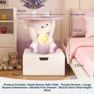 CHUCHEN | Cute Bunny Cartoon Design Side Table for Living Room Childrens Bedroom Home