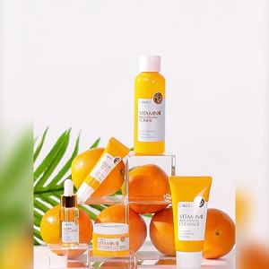 LAIKOU Vitamin C Brightening Skin Care 5pcs Set Gift Box Lighten Blemishes Essence Cream