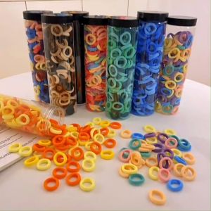 100 Pcs/set Colorful Kids Hair Korean Cute Thumb Small Size Ties Baby Scrunchies Fashion Accessories
