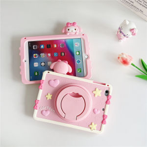For Apple iPad Pro Air 11 M2 M4 10th 9th 8th 7th 6th 5th Air Pro 3rd 4th 10.9" 10.2" 9.7" 10.5" 11.0" Mini Tablet 360°Rotating Kids Cute Melody Safe Silicone Stand Strap Case Cover