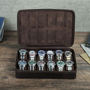 Hiram Genuine Leather Storage Box Watch Case for Men 10/12 Slots Watch Organizer Watch Display Case Gifts Jewelry Case