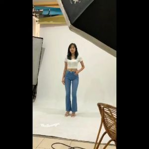 J.095-Celana Cutbray Jeans Poos Wanita/Celana Panjang Cutbray Wanita Panjang 100cm