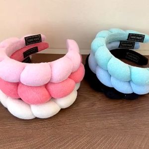 European Style Sponge Headband Color Bubble Hemp Pattern Hair Hoop Sponge Thickened Headband Twist