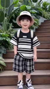Baby Boy Clothes Set Terno for Kids Boy Fashion Cotton Stripe Short Sleeve T-shirt Plaid Shorts 2Pcs Casual Outdoor Playwear 6M-5Y High Quality
