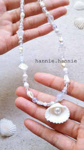 KAIA - Set vòng cổ vòng tay vòng chân biển mùa hè tone trắng vỏ ốc vỏ sò khoá thép không gỉ