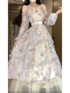 CHANGTONG | Flared Waisted Flowery Maxi Dress 2026 Summer