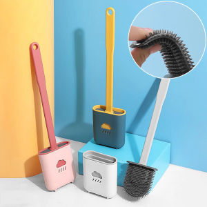 LEBRON Ready Stock Beautiful Silicone Toilet Brush With Holder No Dead Corner Wall Mount or Standing Berus Tandas