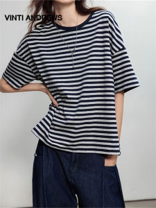 Laid-back Color-blocked Stripe T-shirt