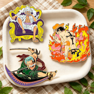 Cool One Piece Enamel Pins | Durable Metal Brooches with Luffy Ace & Zoro Designs | Perfect for Backpack Decoration & Gifts