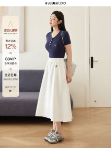Juxiu Studio "Ballet Girl" plus Size American Lazy Style Versatile Little Expert White Mini Skirt Half-length Skirts