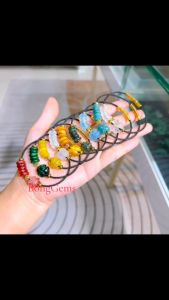 vòng tay cỏ 4 lá đá phong thủy tự nhiên vip mix đồng điếu đá phong thủy và charm bi cầu vàng tây vòng tay đá phong thủy trang sức thiết kế đủ hóa đơn thẻ bảo hành