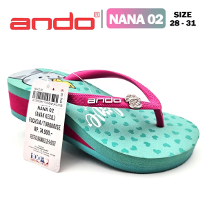 Sandal Jepit Anak Perempuan – ANDO – NANA 02 – Size 28-31 – Outdoor – Casual – Fashion Fuchsia Turquoise