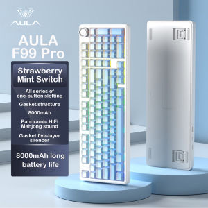 AULA | AULA F99 Pro Mechanical Keyboard Triple Mode 2.4G Bluetooth Wired Hot Swappable PBT Gasket RGB 99 Keys 8000mAh with Media Knob