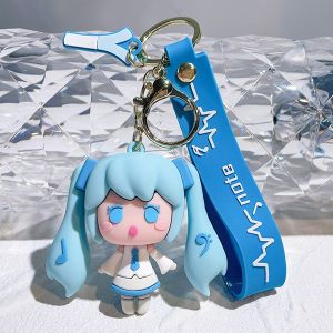 Bandai | 1 Pc Cartoon Hatsune Miku Action Figures Keychain Pink Miku Electronic Music Girls Virtual Singer Pvc Model Collection Kid Toy