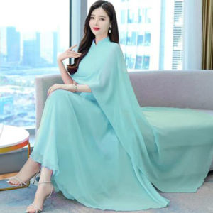 Váy Dài Xếp Ly Chiffon Mùa Hè Cho Nữ Cỡ Lớn Váy Đi Biển Phong Cách Mới Màu Trắng Váy Hai Mảnh Giả Có Chi Tiết Xếp Ly Lớn