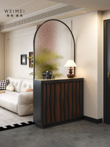Weimei | Mid-century Style Entryway Cabinet with Glass Screen Partition and Built-in Shoe Storage