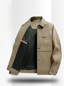 ROMON | แจ็คเก็ตทำงานผู้ชาย Romon ฤดูใบไม้ผลิและฤดูใบไม้ร่วง แจ็คเก็ตคอปกปิด หนา แฟชั่นลำลอง แขนยาว ปกติ