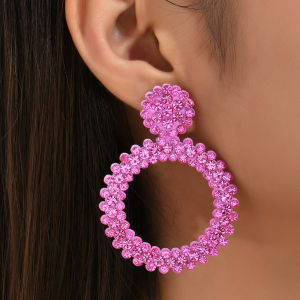 Handmade Point Diamond Drop Earrings For Women 2023 new round Fashion Dazzling Party Jewelry Gift