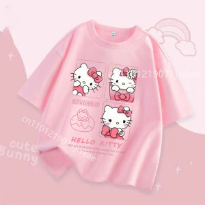 52TOYS | Hello Kitty Kawaii Summer Cartoon Kids T Shirt Crew Neck Casual Fashion Boys Girls Children 3-12 Years Tops
