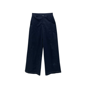 High Waist Straight Leg Pants Women Loose High Rise Korean Style Dark Blue Casual Versatile Wide Leg Retro Spring Fashion