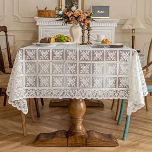 Lace Openwork Crocheted Tablecloth Vintage Lightweight Tassel TableclothSuitable for Weddings Restaurants and Home Decoration