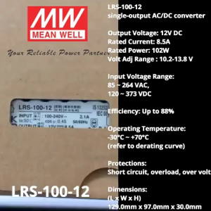 Mean Well LRS-100-12 12V 100W 8.5A Meanwell Power Supply ~ Original ~ 1 Year Warranty