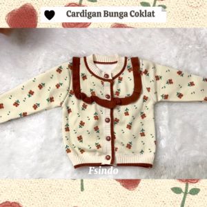 Cardigan Knit Anak/ Outer Anak Tebal/ Cardigan Anak lengan panjang CG1 COKLAT BUNGA LYME