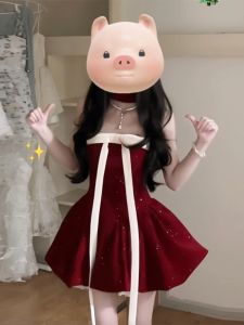 Red Velvet Birthday Strapless A-Line Spring Dress