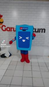 Kostum maskot badut my pertamina perusahaan setelan dewasa lucu