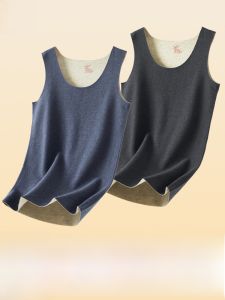 MiiOW | Warm Fleece Lined Silk Thickened Mens Vest Autumn Inner Wear Winter Woolen Knitted Seamless Base Layer Round Neck Top