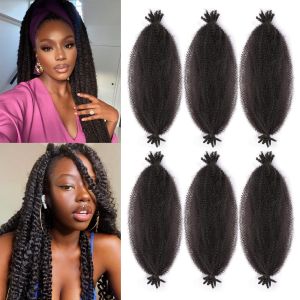 ผมถักเปียแบบ Afro Twist แบบสปริงที่แยกส่วนไว้ล่วงหน้า เหมาะสำหรับผมเสีย ผมนุ่ม  ผมสังเคราะห์แบบ Marley Twist สำหรับผู้หญิงผิวดำ