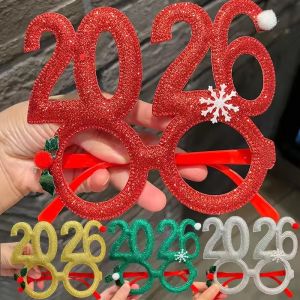 4Pcs Glitter 2026 Christmas Theme Eyeglasses Funny Children Adult Glasses Happy New Year Headband Party Home Decor Xmas Gifts